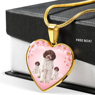 Lagotto Romagnolo Dog Print Heart Pendant Luxury Necklace-Free Shipping - Deruj.com