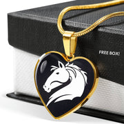 Friesian Horse Vector Art Print Heart Charm Necklaces-Free Shipping - Deruj.com