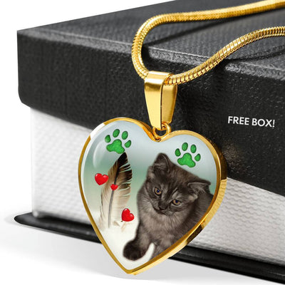 Selkirk Rex Print Heart Pendant Luxury Necklace-Free Shipping - Deruj.com