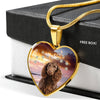 American Water Spaniel Print Heart Pendant Luxury Necklace-Free Shipping - Deruj.com