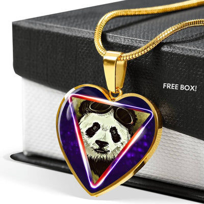 Cute Panda Art Print Heart Charm Necklaces-Free Shipping - Deruj.com