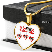 Japanese Chin Print Heart Charm Luxury Necklace -Free Shipping - Deruj.com