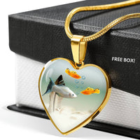 Mollies Fish Print Heart Charm Necklace-Free Shipping - Deruj.com