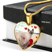 Cute Tonkinese Cat Print Heart Pendant Luxury Necklace-Free Shipping - Deruj.com