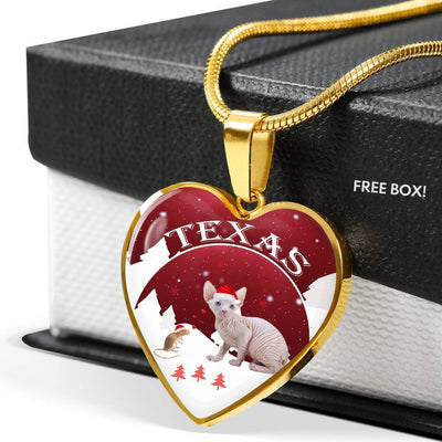Sphynx Cat Print Heart Pendant Luxury Necklace-Free Shipping - Deruj.com