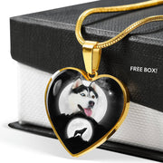 Amazing Siberian Husky Print Heart Pendant Luxury Necklace-Free Shipping - Deruj.com