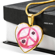 Peace Sign With Paws Print Heart Charm Necklaces-Free Shipping - Deruj.com