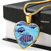 Lovely Afra Cichlid Fish Print Heart Charm Necklace-Free Shipping - Deruj.com