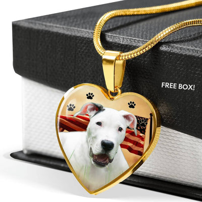 Dogo Argentino Print Heart Pendant Luxury Necklace-Free Shipping - Deruj.com