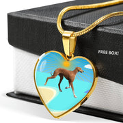 Azawakh Dog Print Heart Pendant Luxury Necklace-Free Shipping - Deruj.com