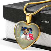 Cute Jack Russell Terrier On Window Print Heart Pendant Luxury Necklace-Free Shipping - Deruj.com