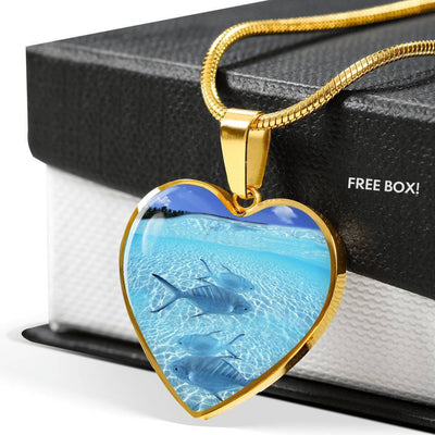 Fish Print Heart Pendant Luxury Necklace-Free Shipping - Deruj.com