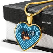 Miniature Pinscher Dog Print Heart Charm Necklaces-Free Shipping - Deruj.com