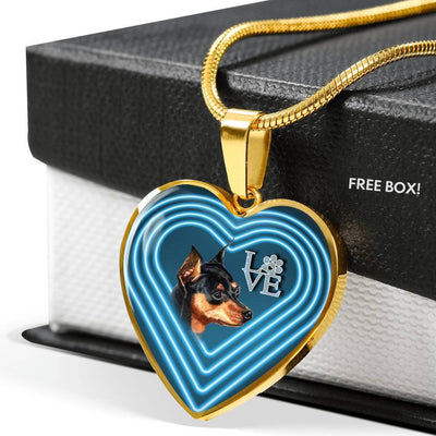 Miniature Pinscher Dog Print Heart Charm Necklaces-Free Shipping - Deruj.com