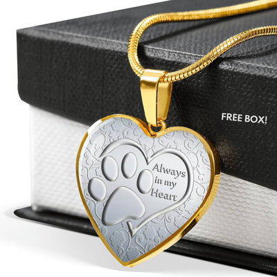 Paws Art Print Heart Pendant Luxury Necklace-Free Shipping - Deruj.com