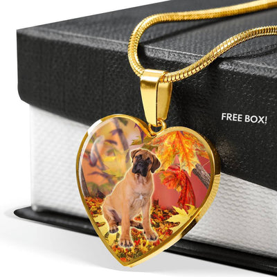Cute Bullmastiff Print Heart Pendant Luxury Necklace-Free Shipping - Deruj.com