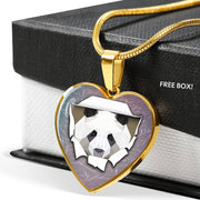 Amazing Panda Vector Art Print Heart Charm Necklaces-Free Shipping - Deruj.com
