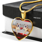 Border Terrier Print Heart Pendant Luxury Necklace-Free Shipping - Deruj.com