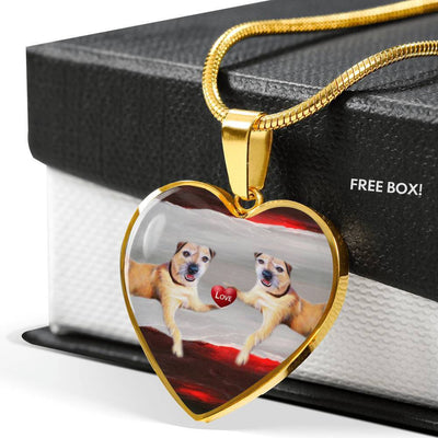Border Terrier Print Heart Pendant Luxury Necklace-Free Shipping - Deruj.com