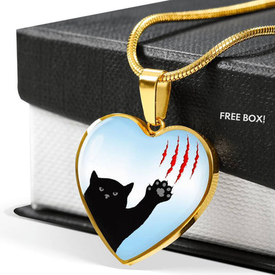 Cat Print Heart Pendant Luxury Necklace-Free Shipping - Deruj.com