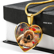 Tibetan Mastiff Print Heart Pendant Luxury Necklace-Free Shipping - Deruj.com