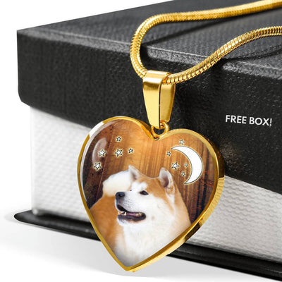 Cute Akita Dog Print Heart Pendant Luxury Necklace-Free Shipping - Deruj.com