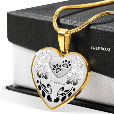 Paws Print Heart Pendant Luxury Necklace-Free Shipping - Deruj.com