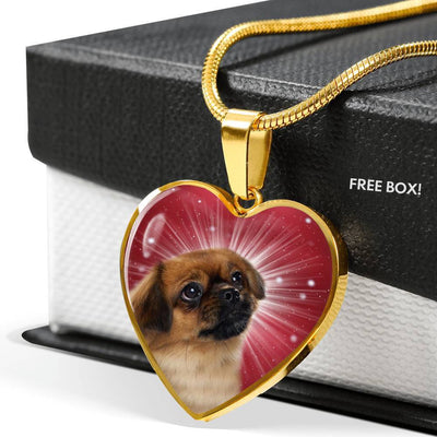 Tibetan Spaniel Print Heart Pendant Luxury Necklace-Free Shipping - Deruj.com