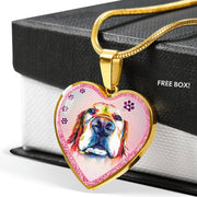 Basset Hound Dog Print Heart Charm Necklaces-Free Shipping