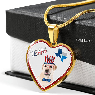 Labrador Retriever Texas Print Heart Pendant Luxury Necklace-Free Shipping - Deruj.com