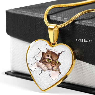 Amazing Cat Art Print Heart Charm Necklaces-Free Shipping - Deruj.com