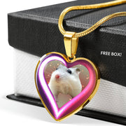 Campbell Dwarf Hamster Print Heart Charm Necklaces-Free Shipping - Deruj.com