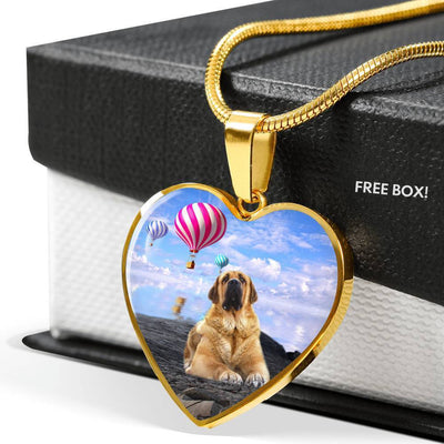 Spanish Mastiff Dog Print Heart Pendant Luxury Necklace-Free Shipping - Deruj.com