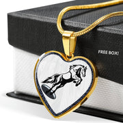 Mustang Horse Art Print Heart Charm Necklaces-Free Shipping - Deruj.com