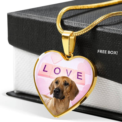 Cute Rhodesian Ridgeback Dog Print Heart Pendant Luxury Necklace-Free Shipping - Deruj.com