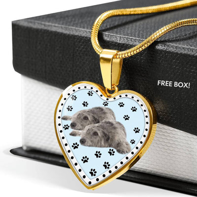 Irish Wolfhound Dog Print Heart Pendant Luxury Necklace-Free Shipping - Deruj.com