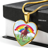 American Paint Horse Print Heart Pendant Luxury Necklace-Free Shipping - Deruj.com