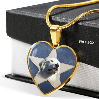 Great Pyrenees Print Heart Pendant Luxury Necklace-Free Shipping - Deruj.com