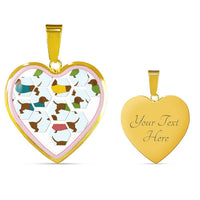 Dachshund Dog Art Print Heart Charm Necklaces-Free Shipping - Deruj.com