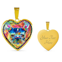 Colorful French Bulldog Print Heart Charm Necklaces-Free Shipping - Deruj.com