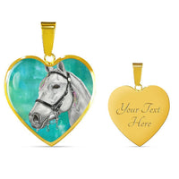 Andalusian Horse Watercolor Art Print Heart Charm Necklaces-Free Shipping - Deruj.com