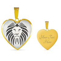 Lion Black&White Art Print Heart Charm Necklaces-Free Shipping - Deruj.com
