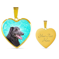 Scottish Deerhound Dog Print Heart Pendant Luxury Necklace-Free Shipping - Deruj.com