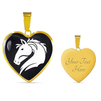 Friesian Horse Vector Art Print Heart Charm Necklaces-Free Shipping - Deruj.com