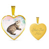 Manx Cat Print Heart Pendant Luxury Necklace-Free Shipping - Deruj.com