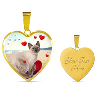 Cute Tonkinese Cat Print Heart Pendant Luxury Necklace-Free Shipping - Deruj.com
