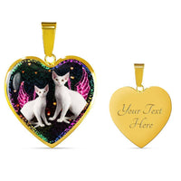 Devon Rex Cat Print Heart Charm Necklaces-Free Shipping - Deruj.com
