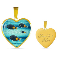 Achilles Tang Fish Print Heart Charm Necklace-Free Shipping - Deruj.com