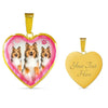 Rough Collie Dog Print Heart Charm Necklaces-Free Shipping - Deruj.com