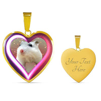 Campbell Dwarf Hamster Print Heart Charm Necklaces-Free Shipping - Deruj.com